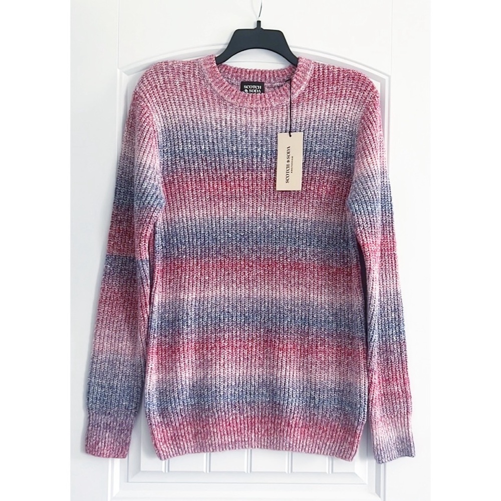 Scotch & Soda Gradient Cotton-Blend Crewneck Sweater in Blue Combo Size L NWT - Picture 6 of 16